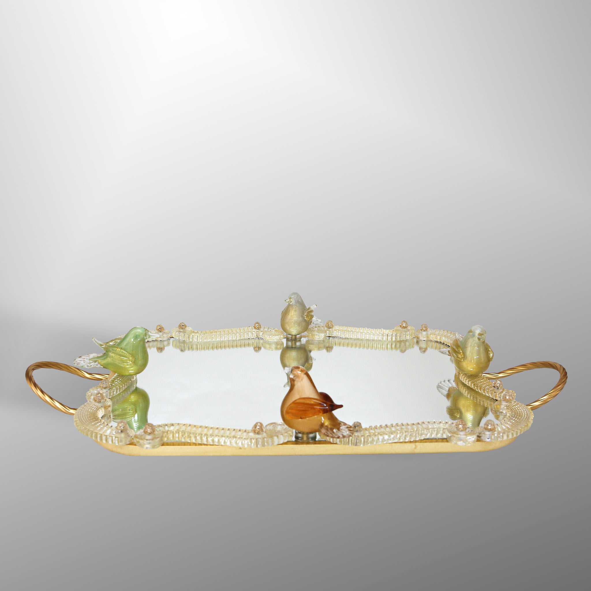 Big rectangular tray with colorful birds