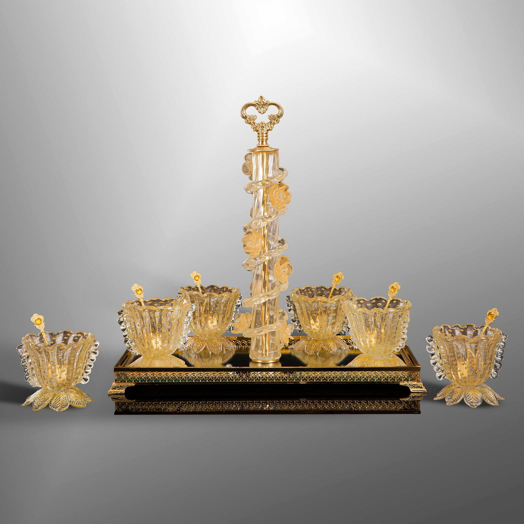 Tazze in vetro di Murano con vassoio