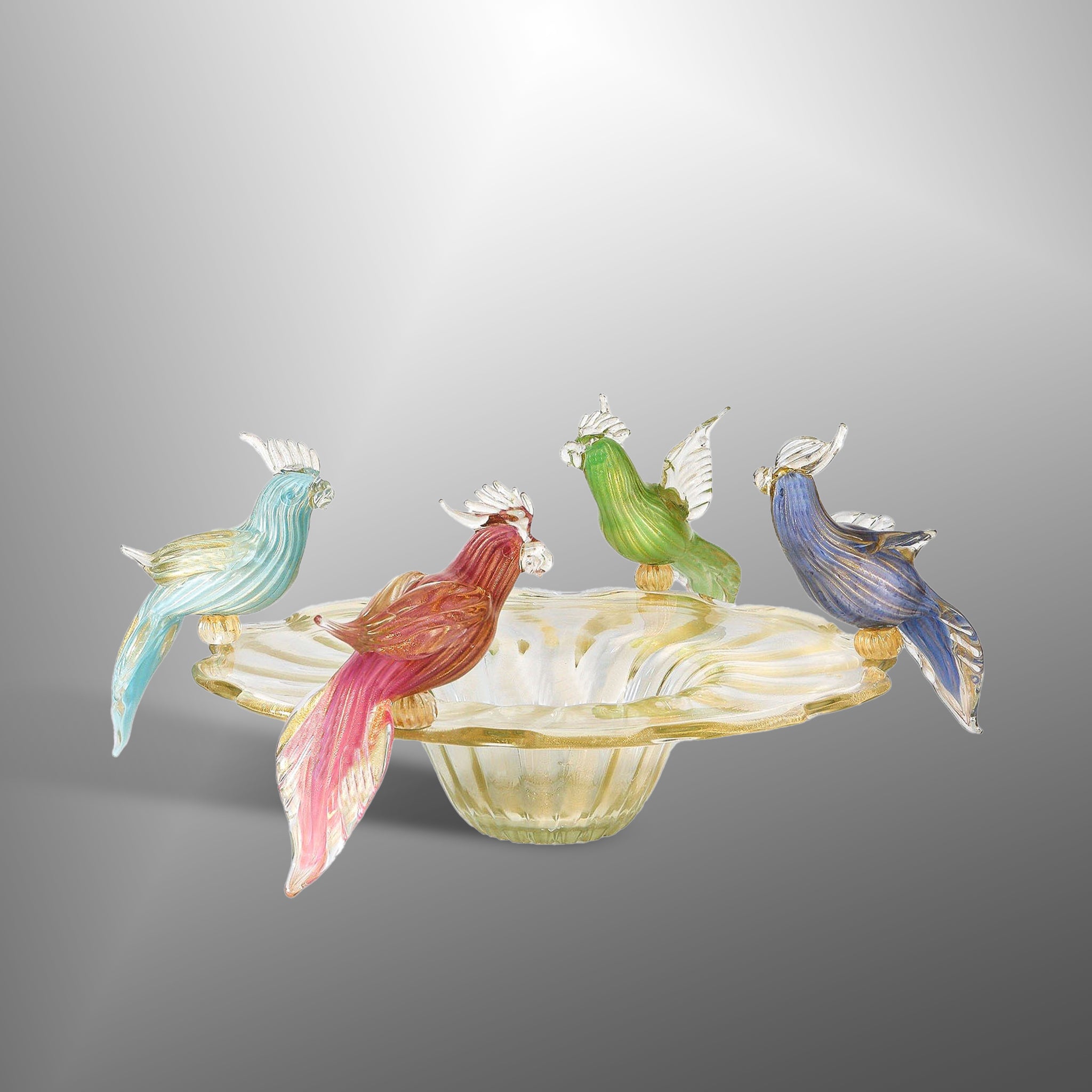 Vase with colorful birds