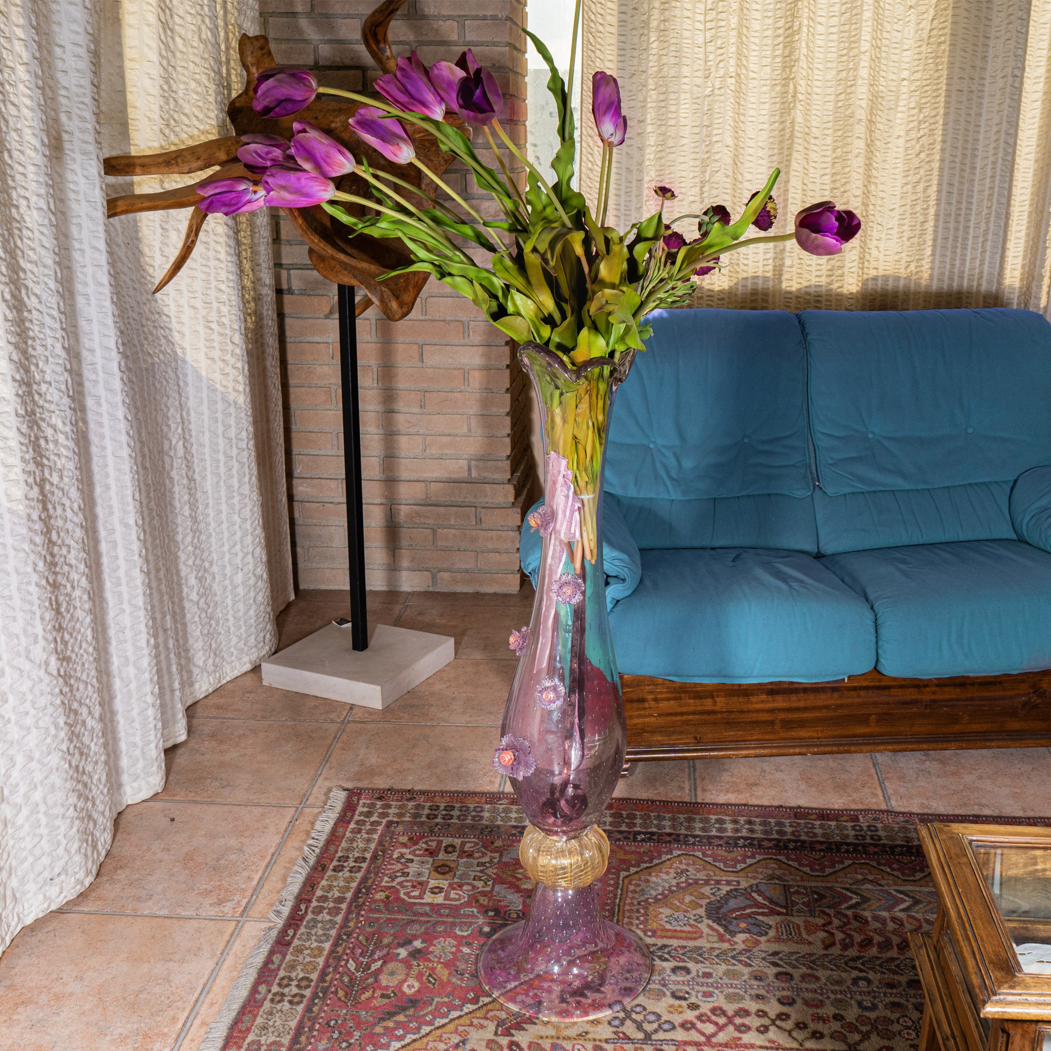 Vaso alto di Murano con fiori